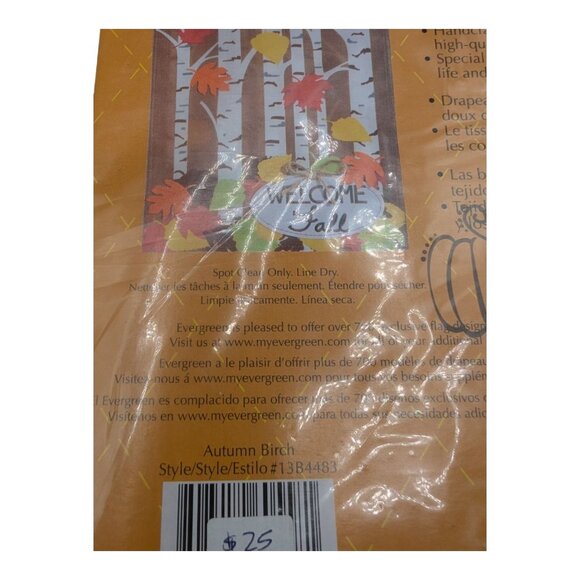 Evergreen Burlap Boutique Decorative Flag 28" X 44" Welcome Fall Autumn Birch - Picture 5 of 7